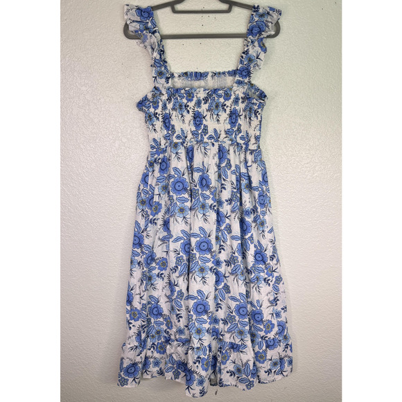 Haute Hippie Dress Womens 12 Floral Smocked Midi Ruffle Boho Mommy N Me NEW - Picture 2 of 12
